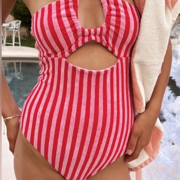 Beach Riot Other - Beach Riot Phoenix one piece, terry cloth, candy cane stripe, size M